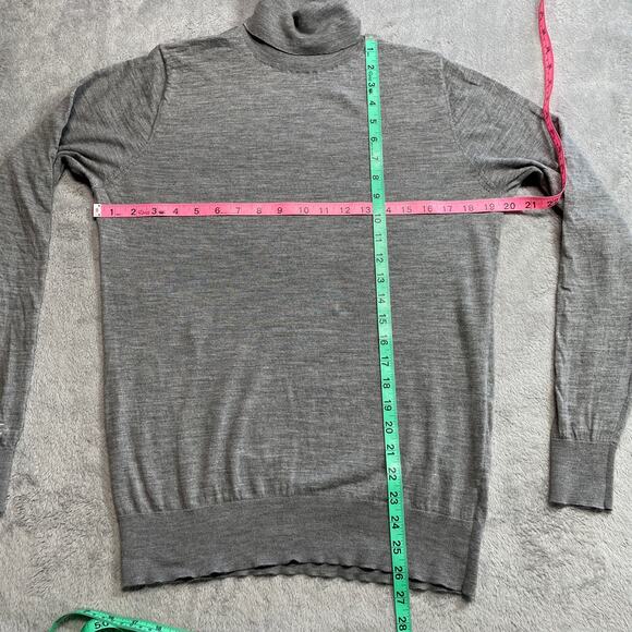 True Merino Sweater Mens Extra Large Grey Turtleneck Classic Luxury Soft Fitted - Picture 7 of 8